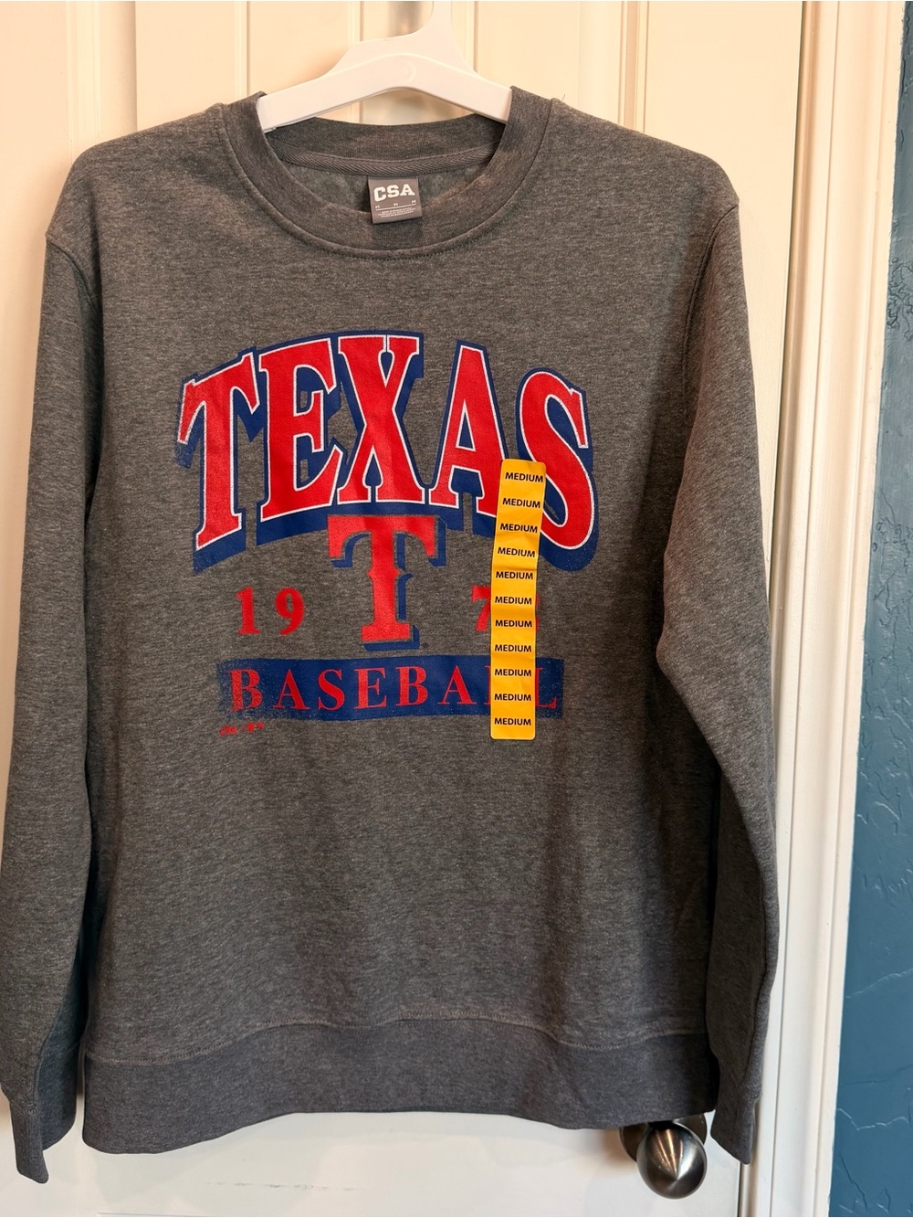 CSA Men's Gray Crewneck Sweatshirt with Red & Blue Texas Logo